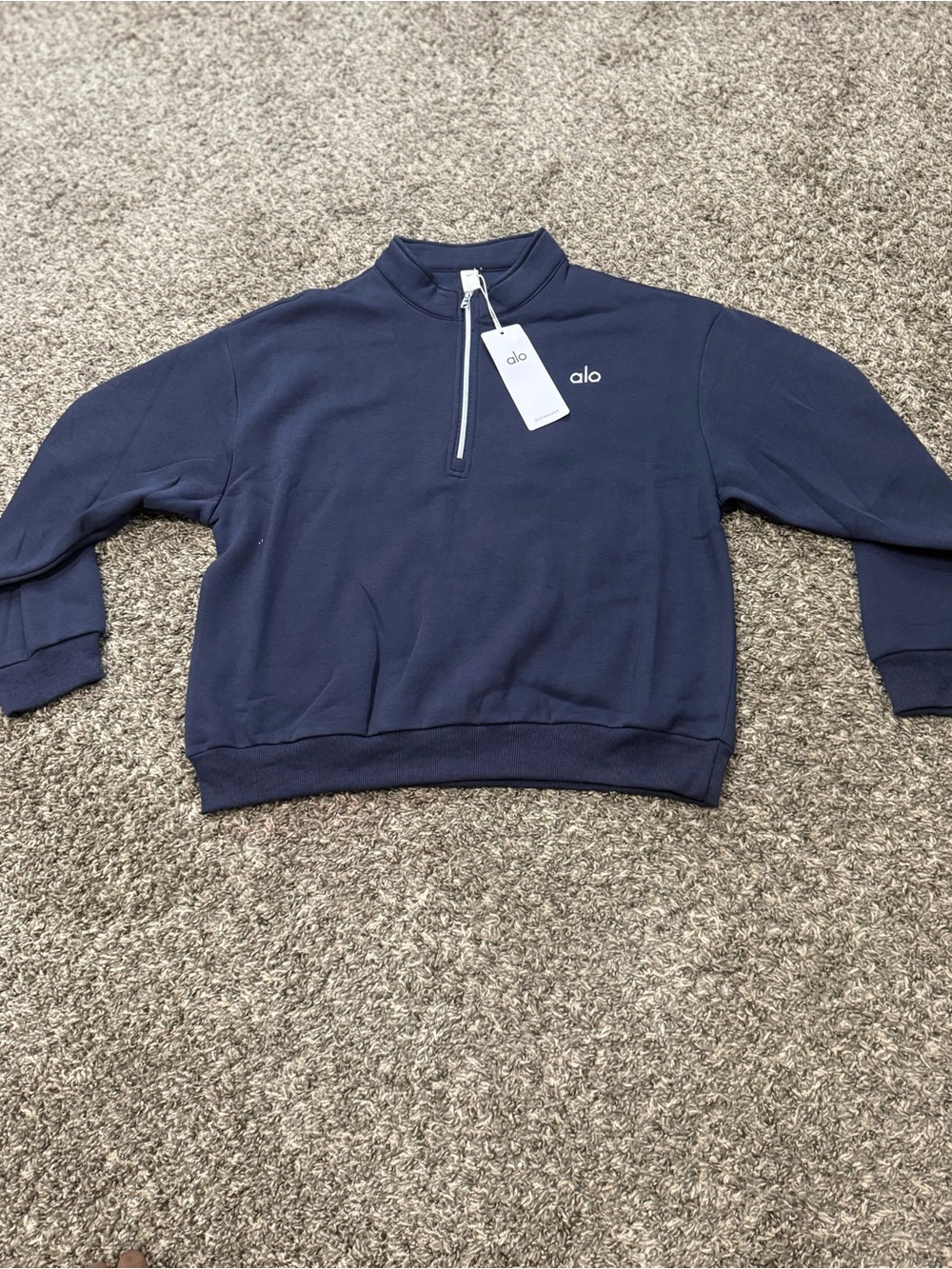 ALO Yoga Men's Navy Half-Zip Sweatshirt